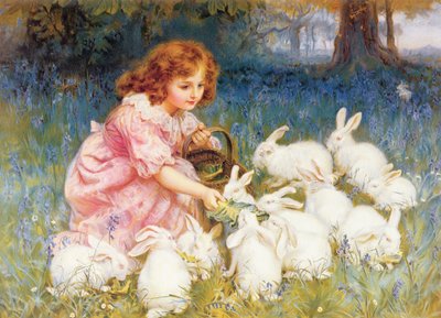 Die Kaninchen füttern von Frederick Morgan